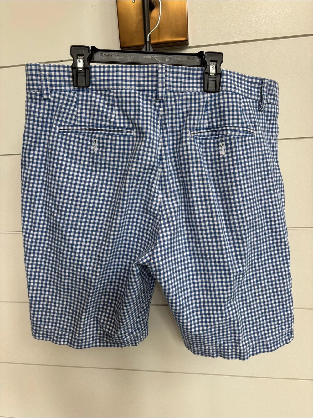 Banana Republic Blue and White Gingham Flat Front Shorts